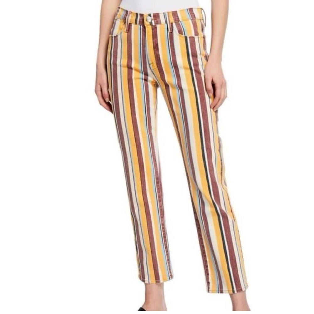 FRAME Denim Le High Straight Leg Striped Jeans